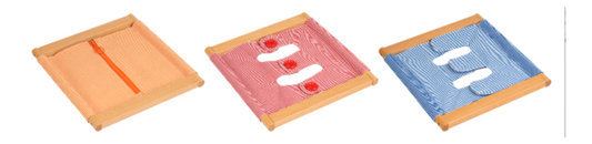 Pack 3 Marcos de vestir: cremallera, botones grandes y velcro