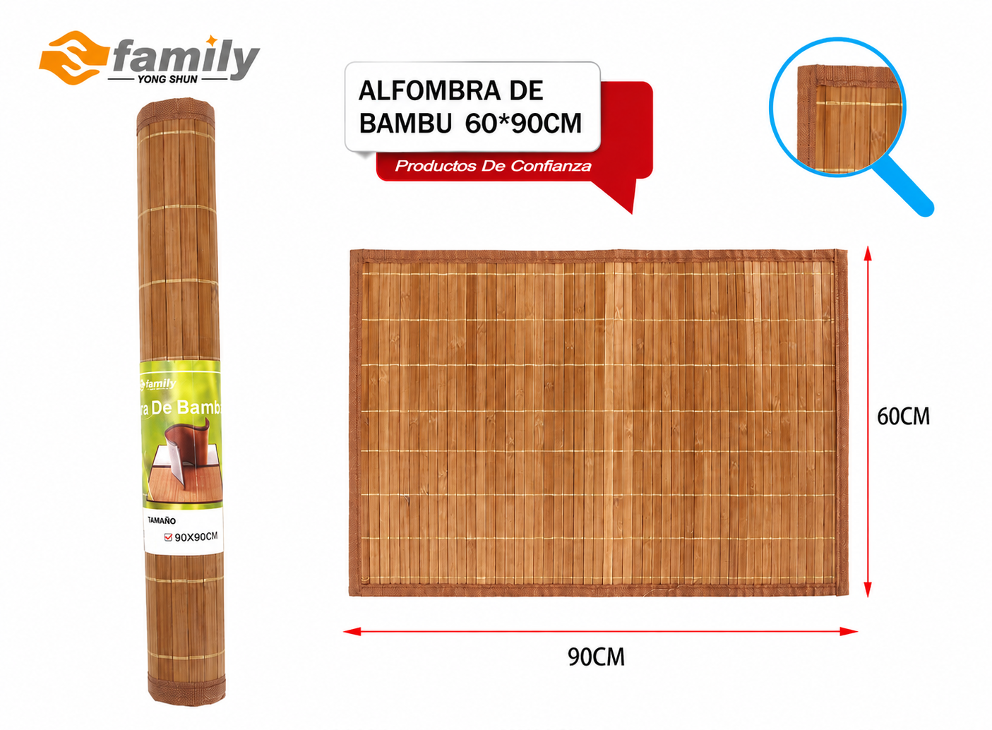 Alfombra de bambú antideslizante de 60x90 cm