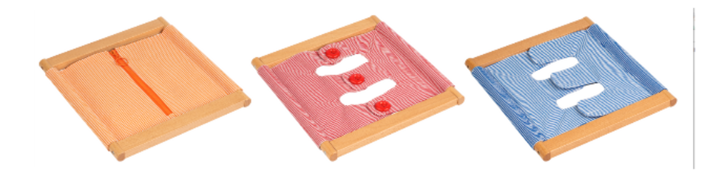 Pack 3 Marcos de vestir: cremallera, botones grandes y velcro