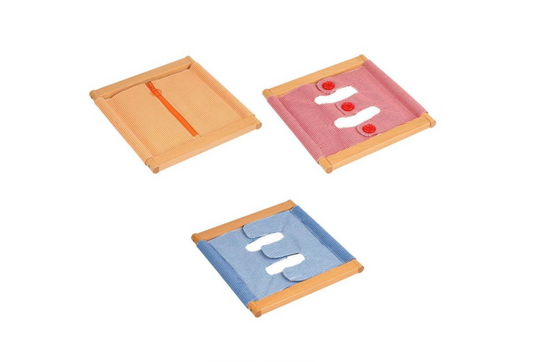 Pack 3 Marcos de vestir: cremallera, botones grandes y velcro
