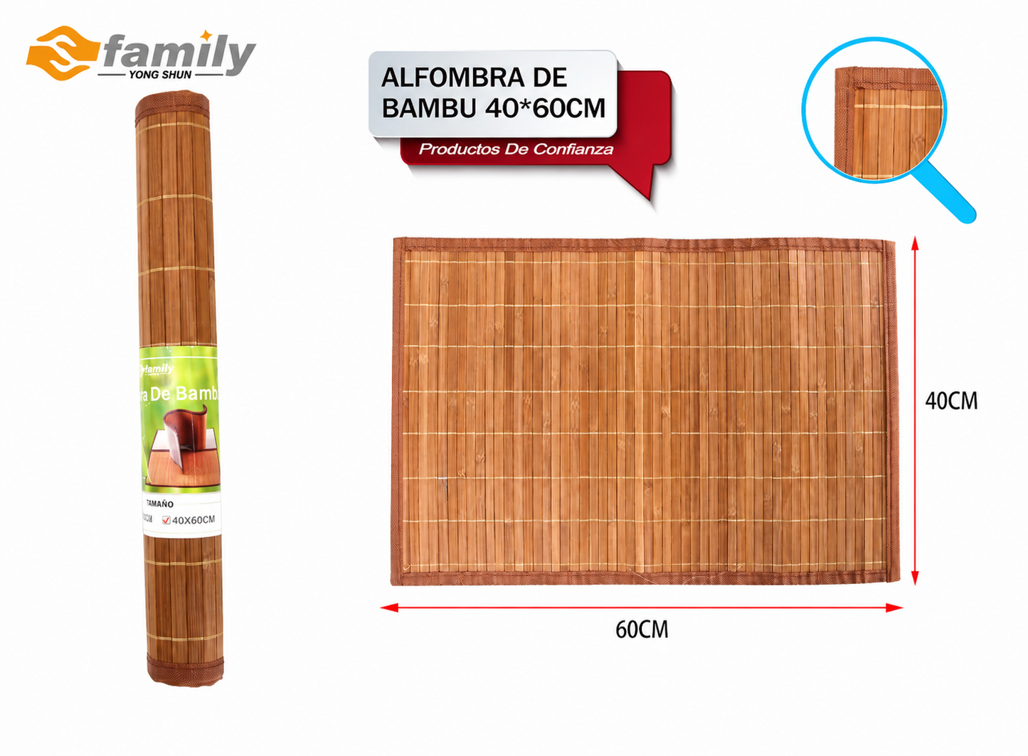 Alfombra de bambú antideslizante 40x60cm